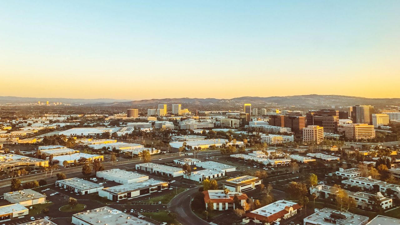 Aerial of Orange County, Southern California