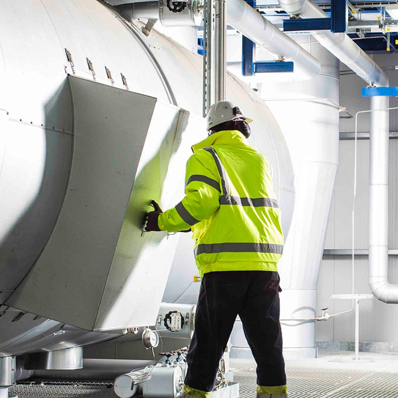 Worker inside the plant