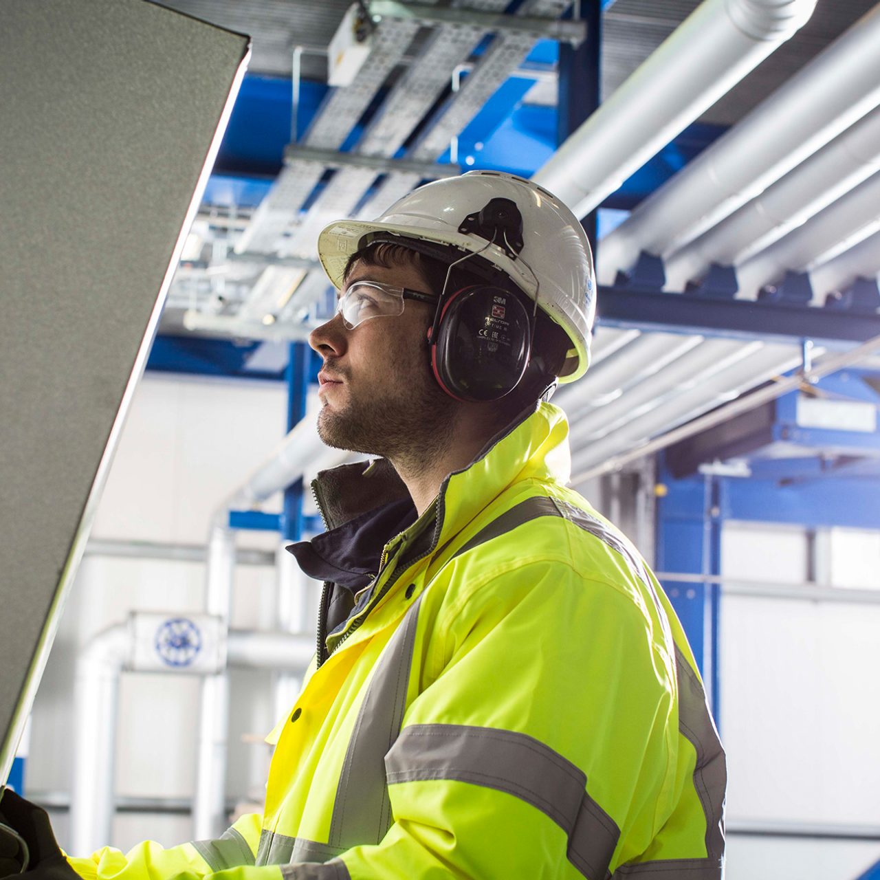 Worker inside the plant